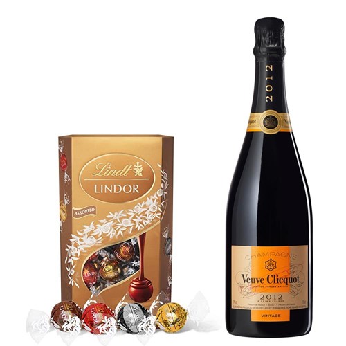 Veuve Clicquot Vintage 2012 Champagne 75cl With Lindt Lindor Assorted Truffles 200g